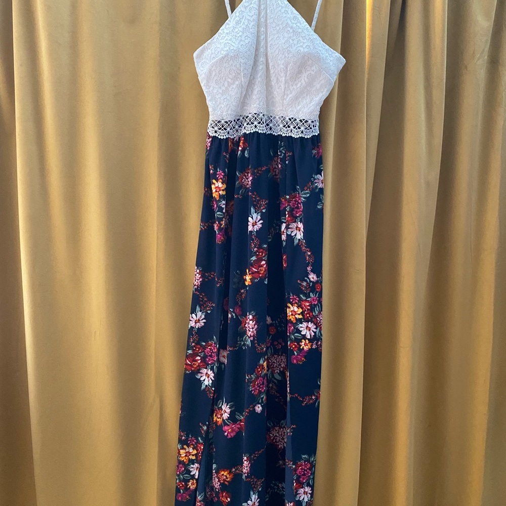 Floral Maxi Dress with Lace Top